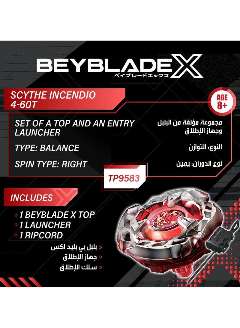 BEYBLADE BURST Beyblade X Launcher Scythe Incendio 4-60T | Right Spinning Balance Type Top & Launcher | Takara Tomy-designed Beyblade X | Gift for Beyblade Lovers and Kids - Image 3
