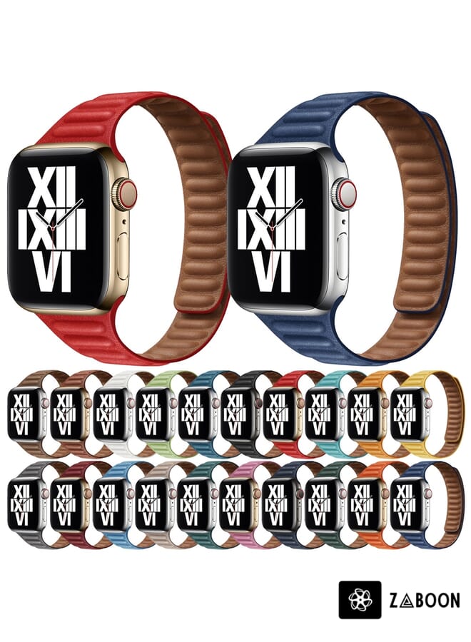 Zaboon Slimming Loop Magnetic  Watch Band For Apple Watch Series 8&7 41mm / SE 2&6&SE&5&4 40mm / 3&2&1 38mm(Hanabishi Grass Color) - Image 2