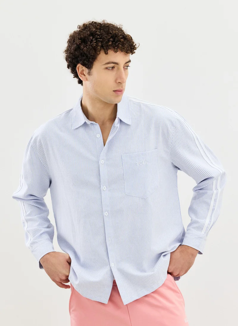RÓLO Striped Oversized Shirt - Blue