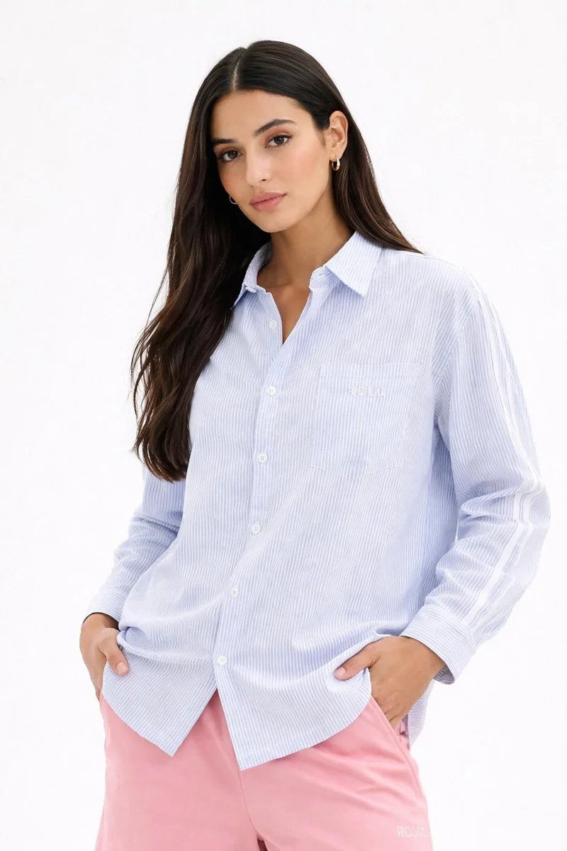 رولو Striped Oversized Shirt - Blue