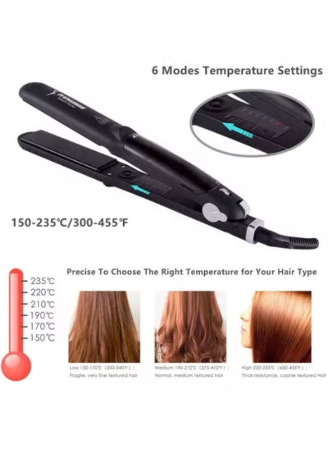 SHOPI - 2 in 1 Professional Multi-function salon Ceramic Vapor Steam Flat Iron Spray Hair Straighteners Curler Salon Steam Styler, LCD Display Display with Adjustable Temp and Quick Heating - Image 1