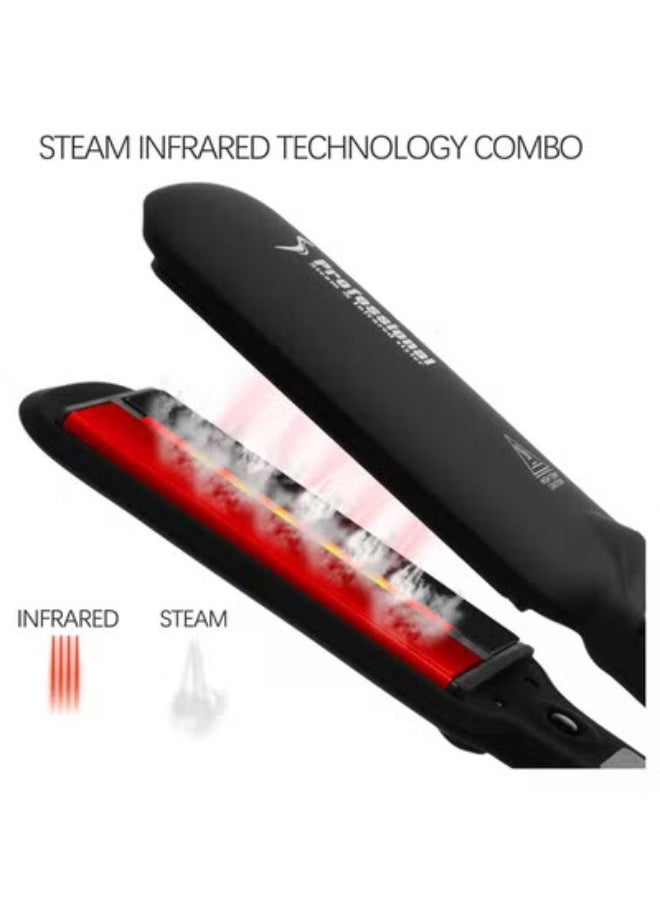 SHOPI - 2 in 1 Professional Multi-function salon Ceramic Vapor Steam Flat Iron Spray Hair Straighteners Curler Salon Steam Styler, LCD Display Display with Adjustable Temp and Quick Heating - Image 1