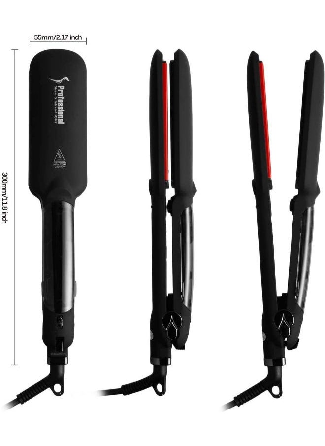SHOPI - 2 in 1 Professional Multi-function salon Ceramic Vapor Steam Flat Iron Spray Hair Straighteners Curler Salon Steam Styler, LCD Display Display with Adjustable Temp and Quick Heating - Image 1