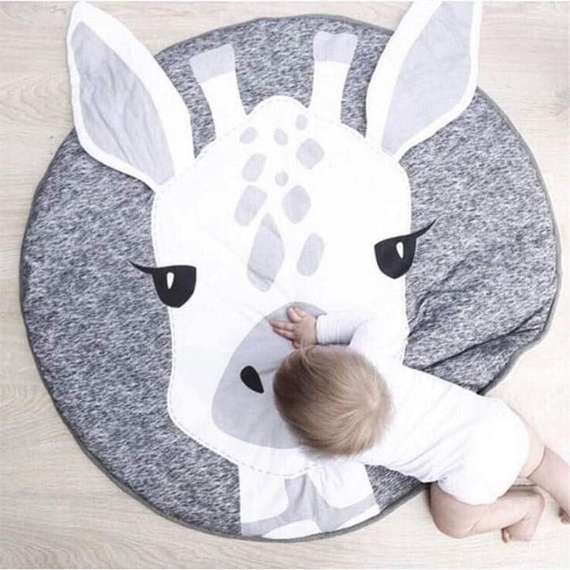 ABREEZE Kids Nursery Rug Play Mat Round Carpet Cartoon Giraffe Home Decor Animal Round Rug Nursery Giraffe Baby Playmat Tummy Time Blanket - Image 4