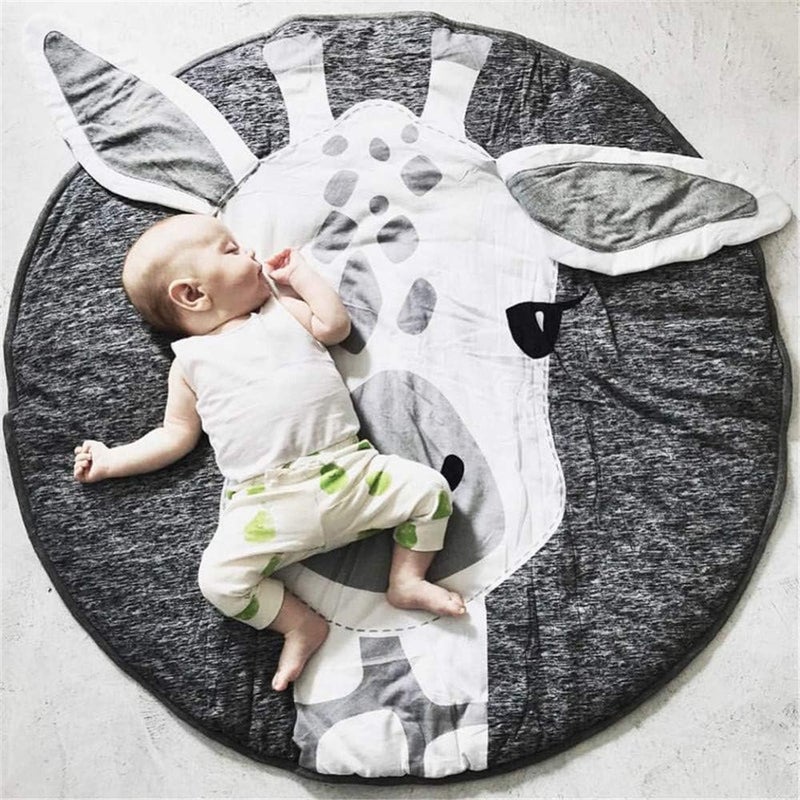 ABREEZE Kids Nursery Rug Play Mat Round Carpet Cartoon Giraffe Home Decor Animal Round Rug Nursery Giraffe Baby Playmat Tummy Time Blanket - Image 2