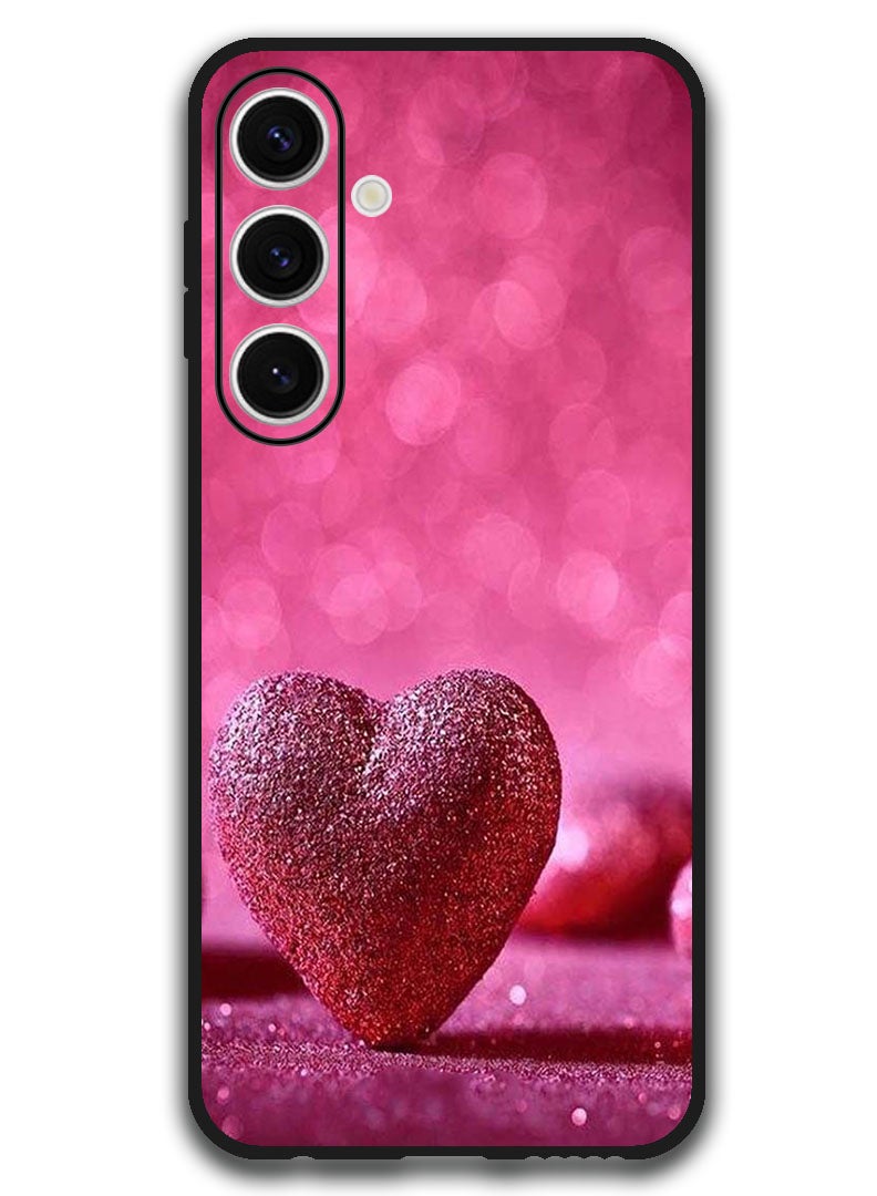 Theodor Protective Case Anti Scratch Shock Proof Bumper Cover For Samsung Galaxy S24 FE Dark Pink Gliter Heart - Image 1