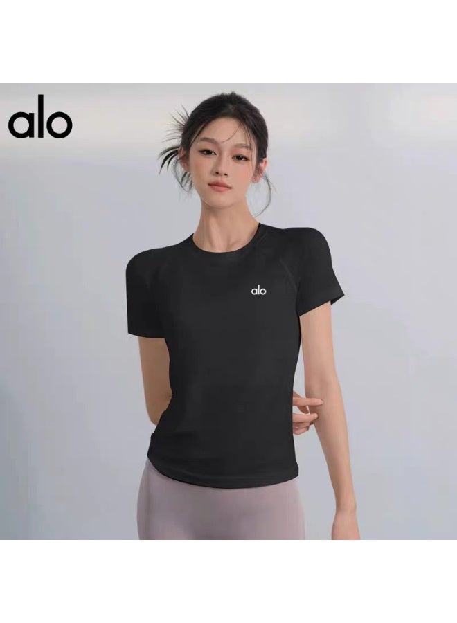 ALO Yoga Women's Slim Fit Quick-Dry Crew Neck Short Sleeve Yoga T-Shirt - Image 1