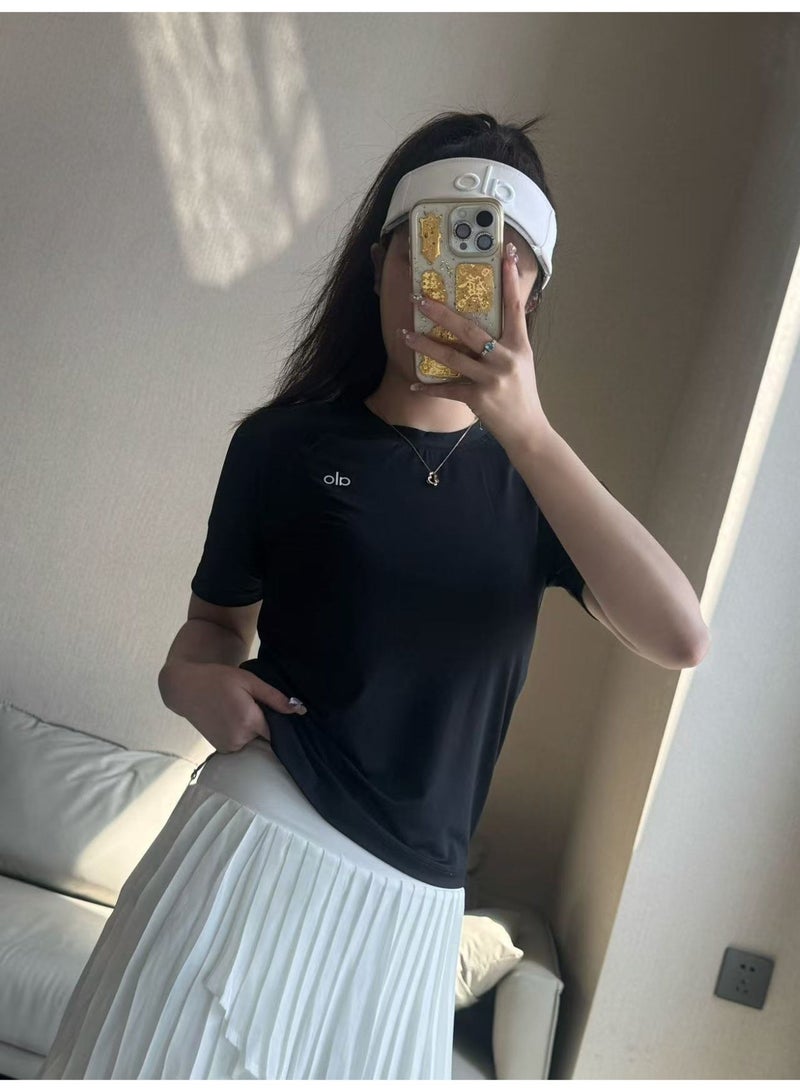 ALO Yoga Women's Slim Fit Quick-Dry Crew Neck Short Sleeve Yoga T-Shirt - Image 2
