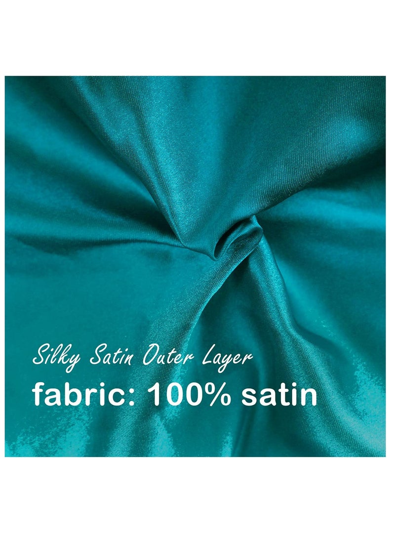 إسكدنيا قبعة استحمام كبيرة جدًا ثلاثية الطبقات للاستحمام، قماش تيري من الألياف الدقيقة والساتان الحريري، مقاوم للماء وقابل لإعادة الاستخدام، قبعة استحمام خضراء - Image 5