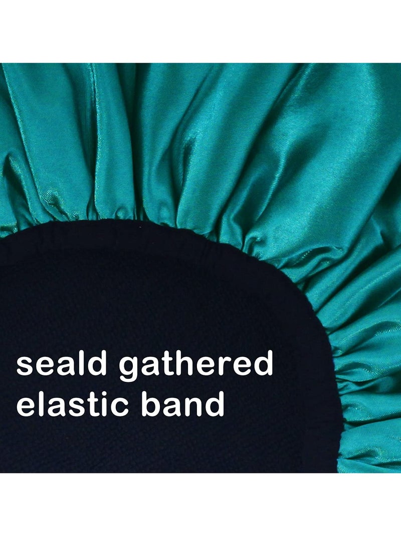 إسكدنيا قبعة استحمام كبيرة جدًا ثلاثية الطبقات للاستحمام، قماش تيري من الألياف الدقيقة والساتان الحريري، مقاوم للماء وقابل لإعادة الاستخدام، قبعة استحمام خضراء - Image 4