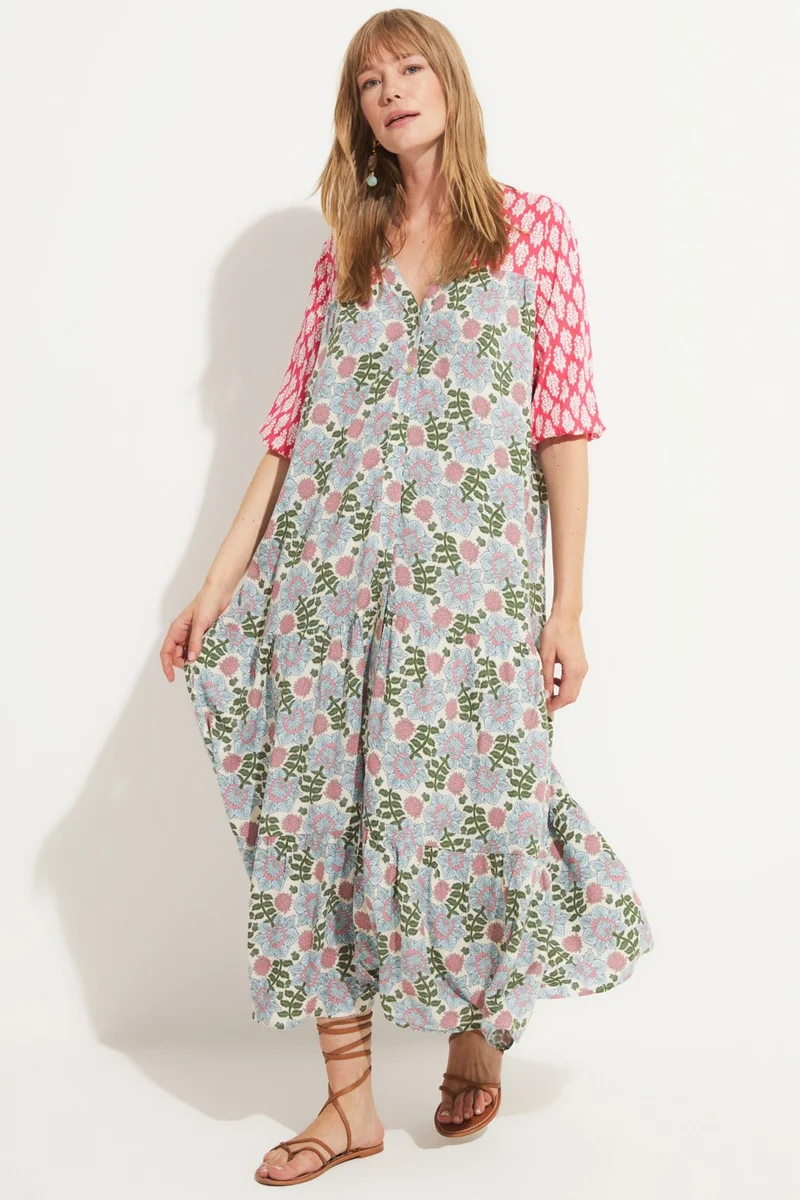 JUNE Multi Pattern Long Dress