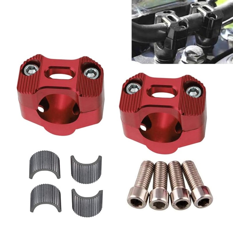 Adsspro Universal Motorcycle 7/8" 1 1/8" 22MM 28MM CNC Aluminum Handlebar Handle Risers Adjustable Fat Bar Adapter Mount Clamps Universal For EXC KLX KXF YZF CRF XR SX SXF XCW WR YZ Dirt Pit Bike (Red) - Image 1