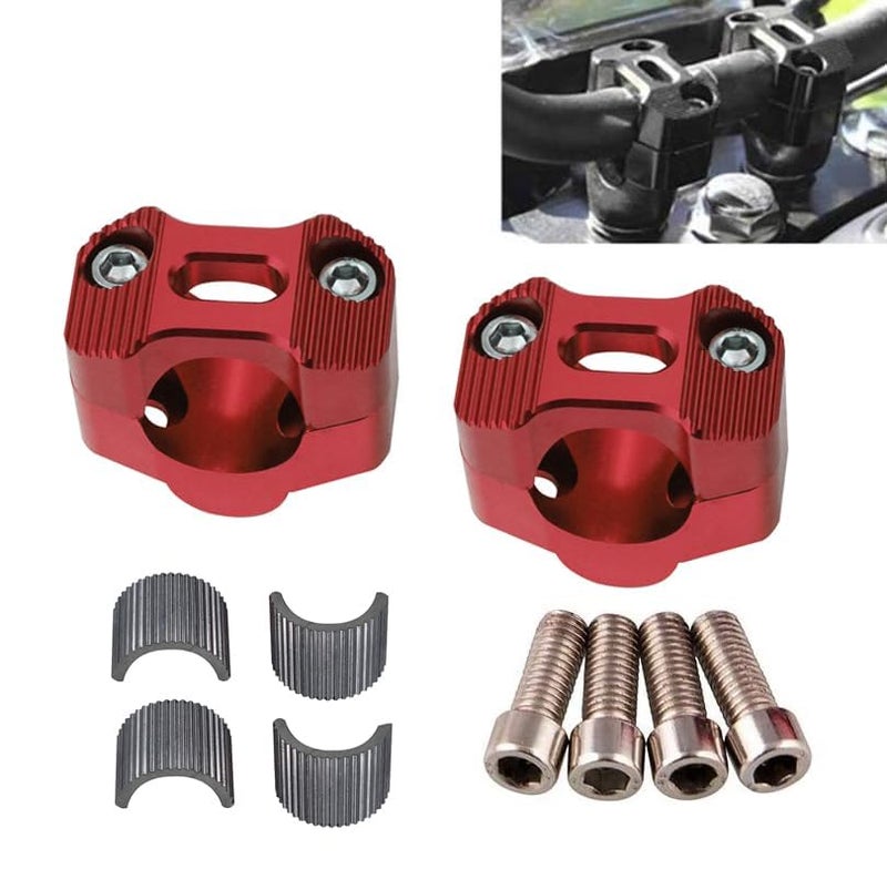 Adsspro Universal Motorcycle 7/8" 1 1/8" 22MM 28MM CNC Aluminum Handlebar Handle Risers Adjustable Fat Bar Adapter Mount Clamps Universal For EXC KLX KXF YZF CRF XR SX SXF XCW WR YZ Dirt Pit Bike (Red) - Image 2