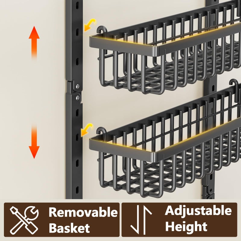POKIPO 9 Tier Over The Door Pantry Organizer, 2 in 1 Wall Mount or Hanging Spice Rack with Adjustable Basket, Seasoning Organizer and Storage for Kitchen Cabinet Closet Bathroom - Image 4