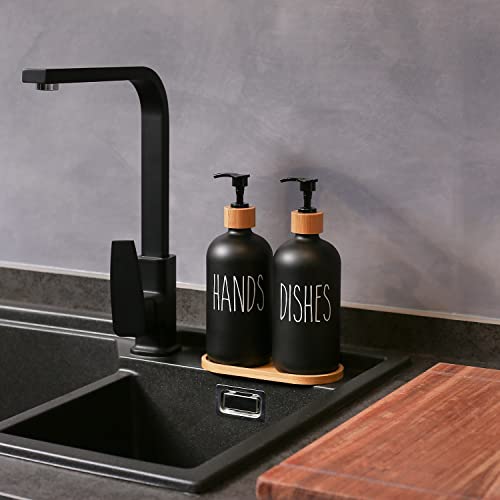 MOMEEMO Black Soap Dispenser Set, Contains Hand and Dish Soap Dispenser, Suitable for Kitchen Decor. (Black) - Image 2