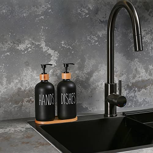 MOMEEMO Black Soap Dispenser Set, Contains Hand and Dish Soap Dispenser, Suitable for Kitchen Decor. (Black) - Image 3