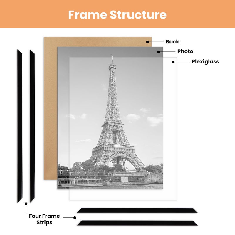 upsimples 18x24 Picture Frame Black 3 Pack, Scratch-Proof Poster Frames 18 x 24 for Photo Gallery - Slide-In Strips, Horizontal or Vertical Wall Mounting - Image 4