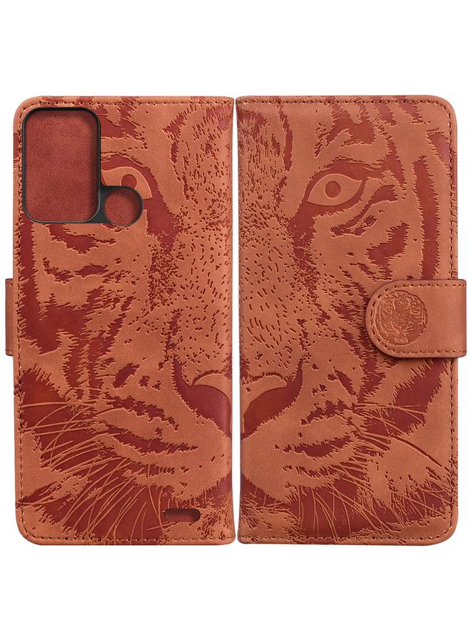 The Bros Case For ZTE Blade A52 Tiger Embossing Pattern Horizontal Flip Leather Phone Case