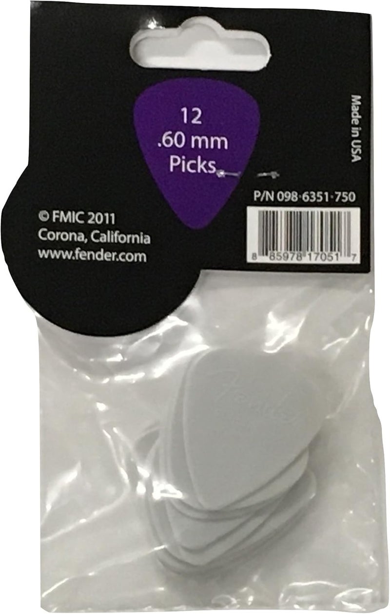 FENDER بيكز جيتار نايلون من فيندر شكل 351 ملحقات جيتار أبيض 060 مم 12 عبوة - Image 3