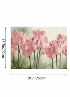 KASTWAVE DIY Paint by Numbers Pink Tulips, for Adults Kids Tulip Paint by Numbers DIY Painting Acrylic Paint by Numbers Painting Kit Home Wall Living Room Bedroom Decoration  - Image 5