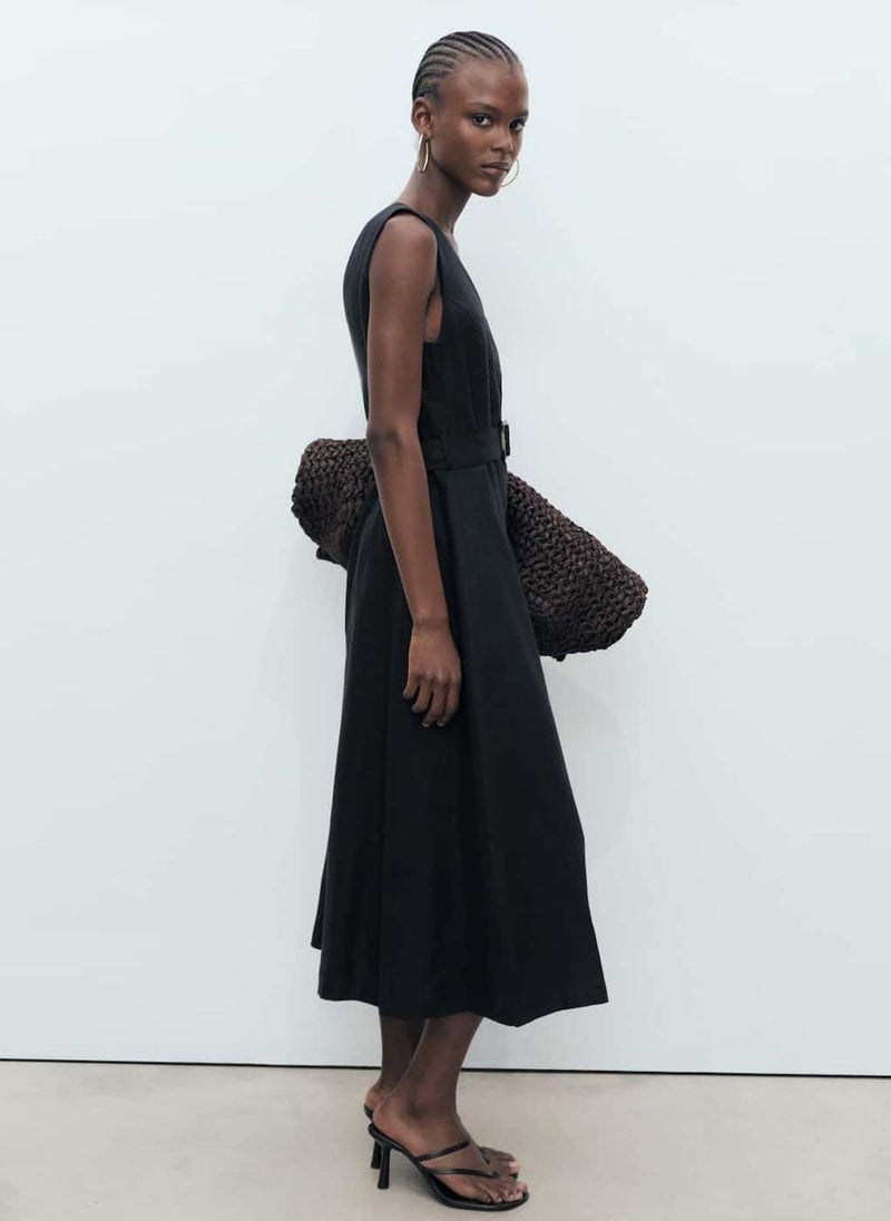 MANGO Belted A-Line Dress  - Image 1