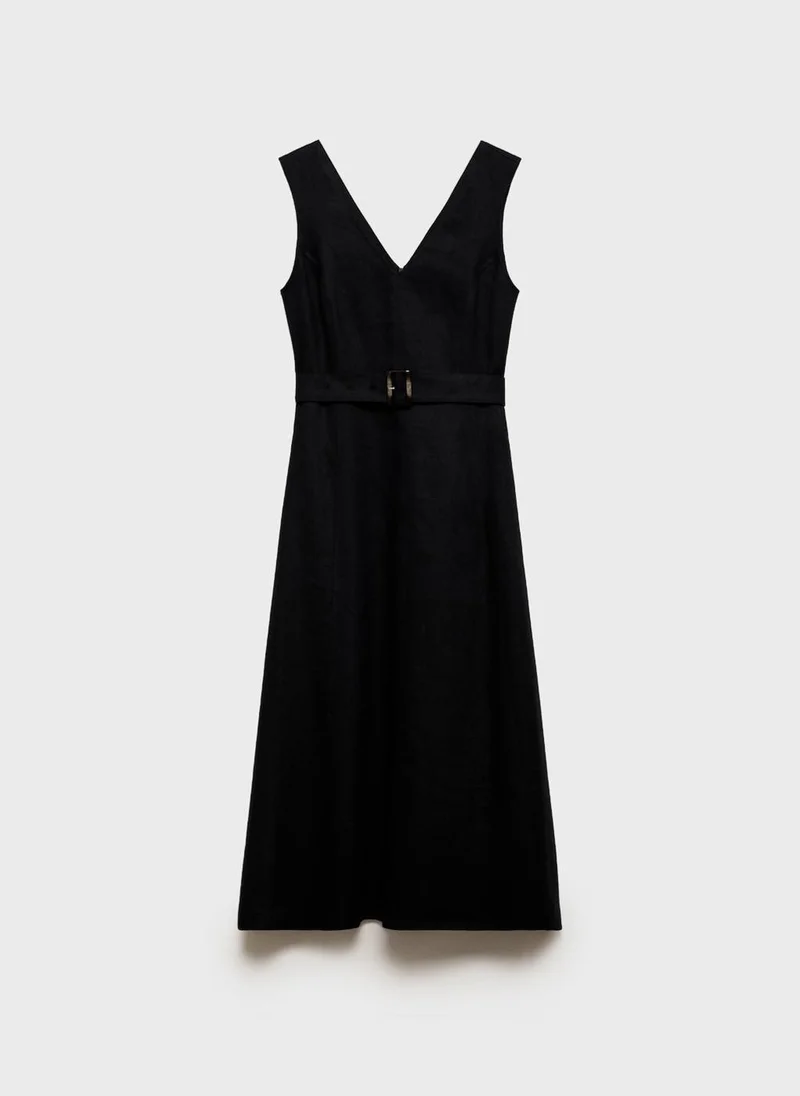 MANGO Belted A-Line Dress
