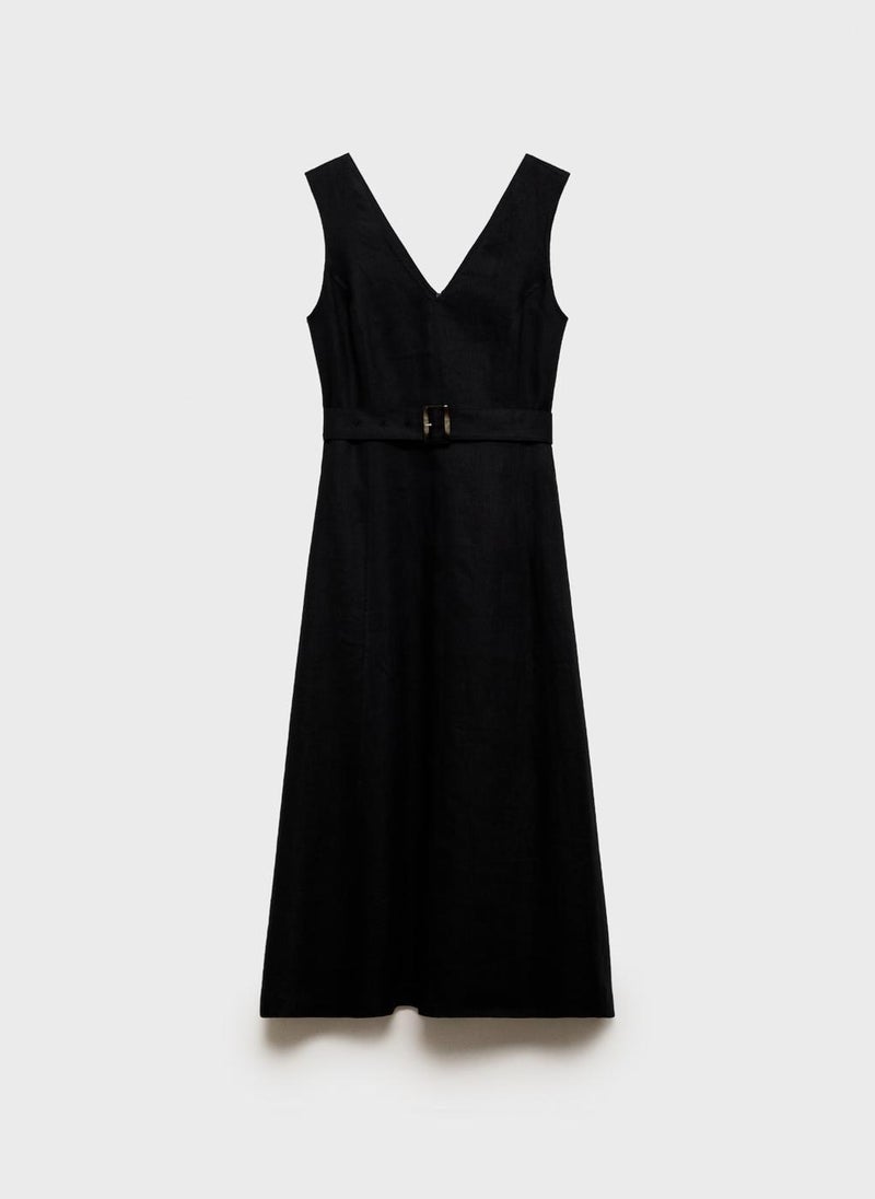 MANGO Belted A-Line Dress  - Image 5