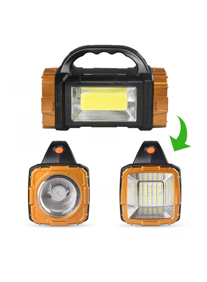 Multi-function Portable Lamp Flashlight Outdoor Solar Rechargeable LED Lighting Portable Searchlight-Color:GL-2289A Red Blue (gold) - Image 3