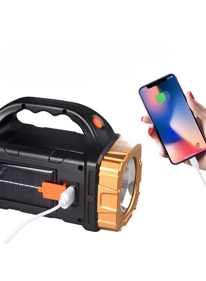 Multi-function Portable Lamp Flashlight Outdoor Solar Rechargeable LED Lighting Portable Searchlight-Color:GL-2289A Red Blue (gold) - Image 5