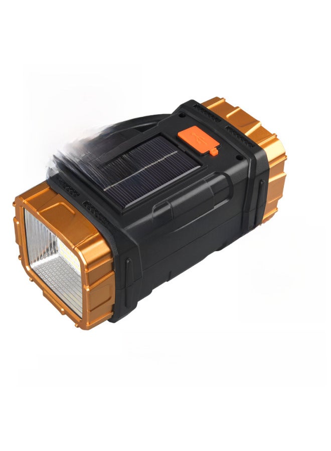 Multi-function Portable Lamp Flashlight Outdoor Solar Rechargeable LED Lighting Portable Searchlight-Color:GL-2289A Red Blue (gold) - Image 4