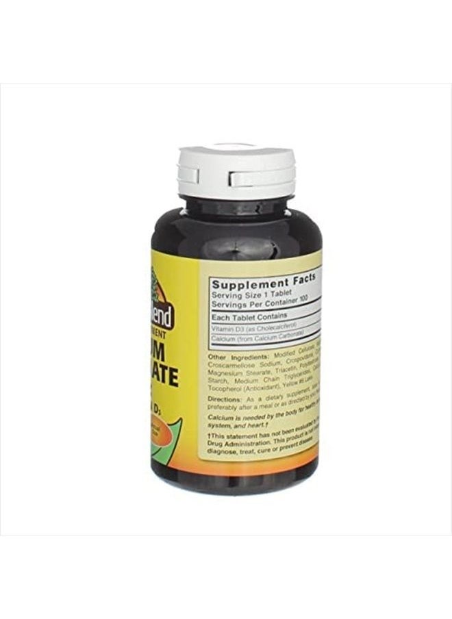 Calcium Carbonate 600 mg with D3 400 IU 100 Tablets,(Pack of 1), 079854016819