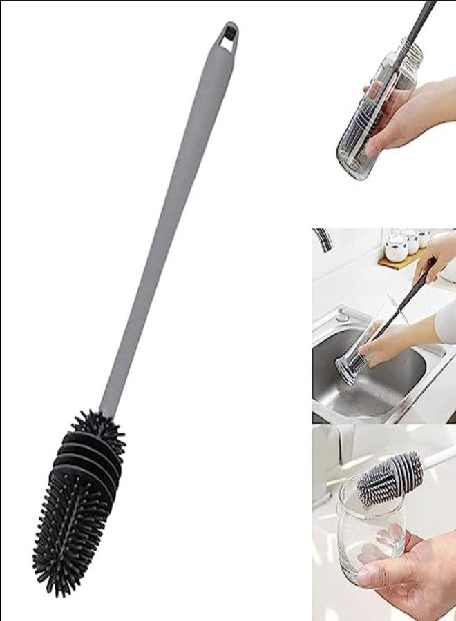 TOP SELECT Silicone Bottle Cleaning Brush Set, Dual-Sided Bristles, Grey, Pack of 2 - Image 3