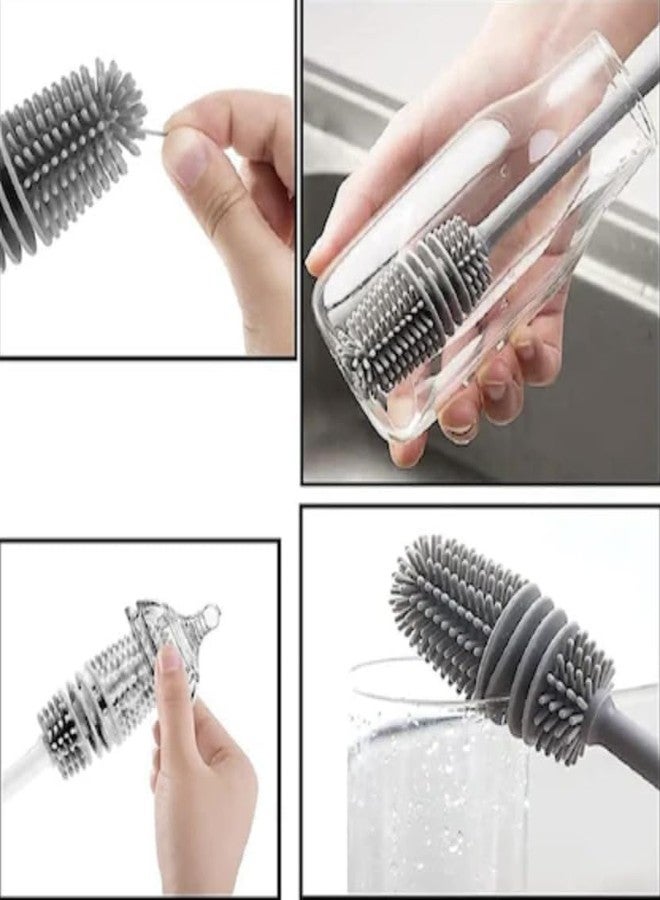 TOP SELECT Silicone Bottle Cleaning Brush Set, Dual-Sided Bristles, Grey, Pack of 2 - Image 4