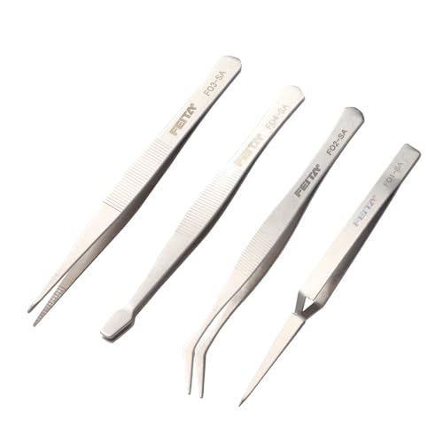 FEITA Professional Craft Tweezers Stainless Steel Precision Tweezer Set for Hobby, Electronics, Model Making, Jewelry Picking Tool - 4 Pieces - Image 1