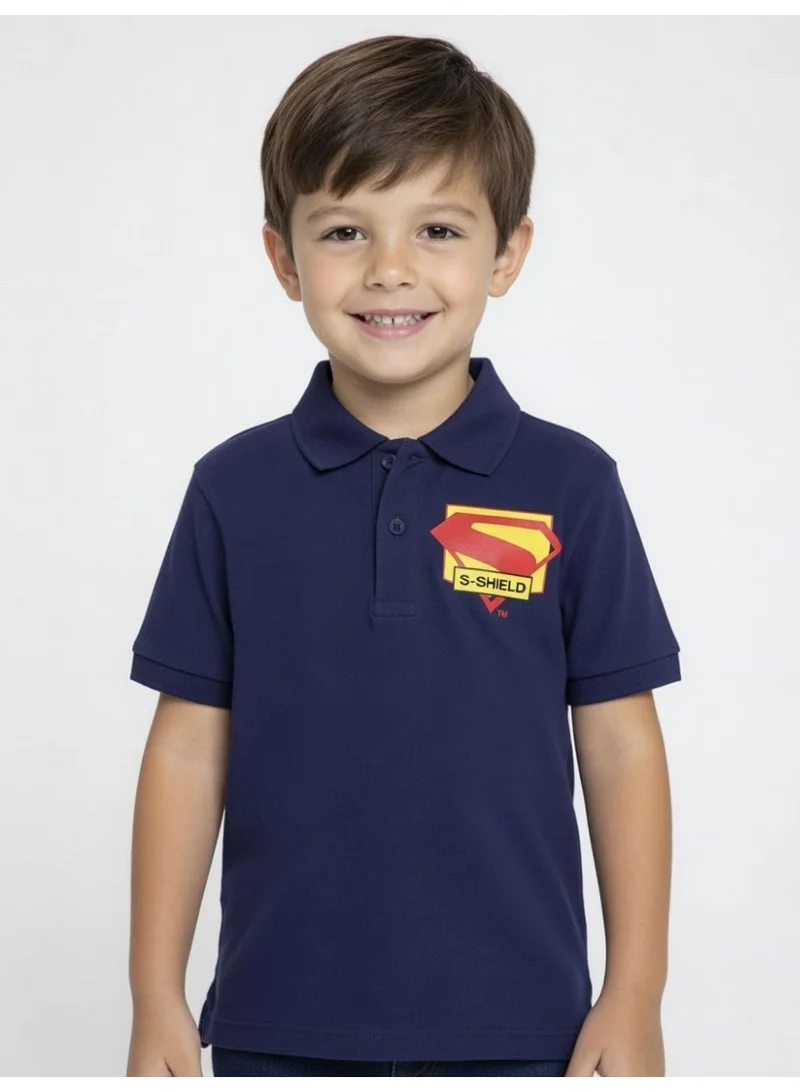 سوبر مان تيشيرت بولو للأولاد بتصميم سوبرمان | كحلي