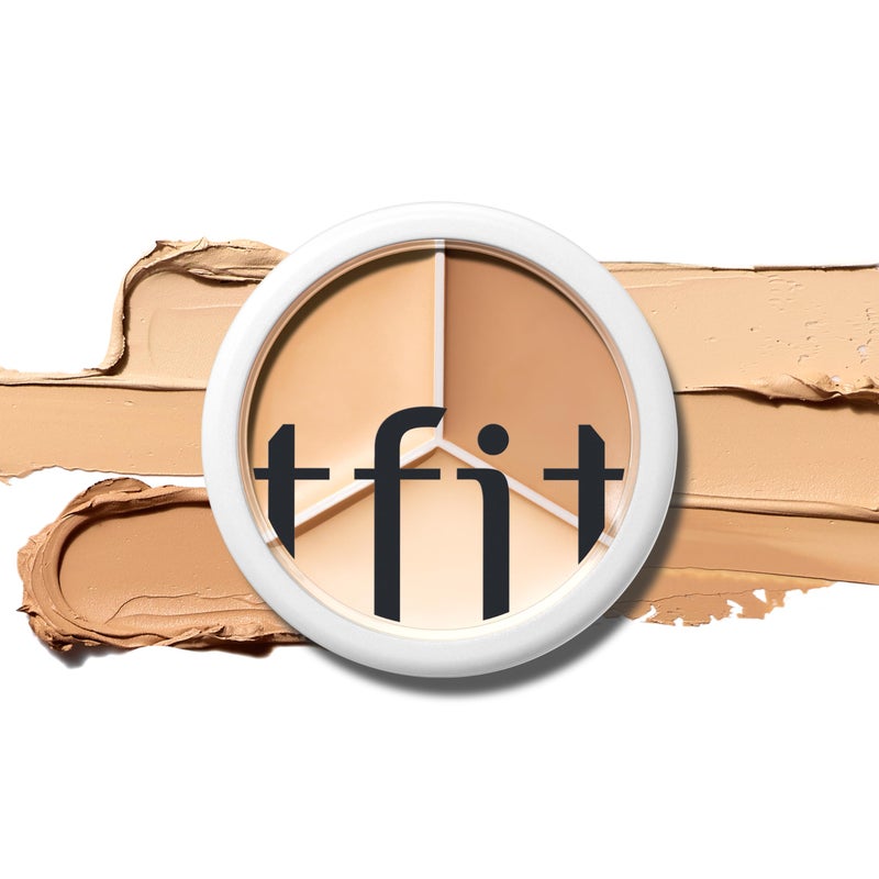 TFIT MultiUse Pot Concealer  Triple Palette  HighPigmented Full Coverage  CreaseProof  Korean Concealer for Dark Circles Redness  Blemishes 01 Neutral 052 Oz