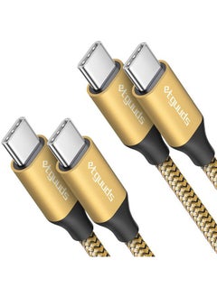 etguuds Gold Long USB C to USB C Cable 10ft, 2-Pack, 60W USBC to USBC Cord, Type C to C Charger Cable Fast Charging for iPhone 15 Pro Max/Plus, for MacBook/iPad, for Samsung Galaxy S24 S23 S22, Pixel  - Image 1
