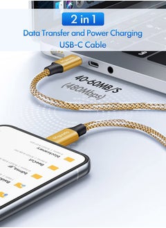 etguuds Gold Long USB C to USB C Cable 10ft, 2-Pack, 60W USBC to USBC Cord, Type C to C Charger Cable Fast Charging for iPhone 15 Pro Max/Plus, for MacBook/iPad, for Samsung Galaxy S24 S23 S22, Pixel  - Image 4