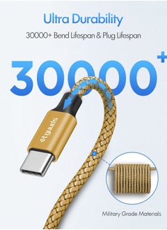 etguuds Gold Long USB C to USB C Cable 10ft, 2-Pack, 60W USBC to USBC Cord, Type C to C Charger Cable Fast Charging for iPhone 15 Pro Max/Plus, for MacBook/iPad, for Samsung Galaxy S24 S23 S22, Pixel  - Image 5
