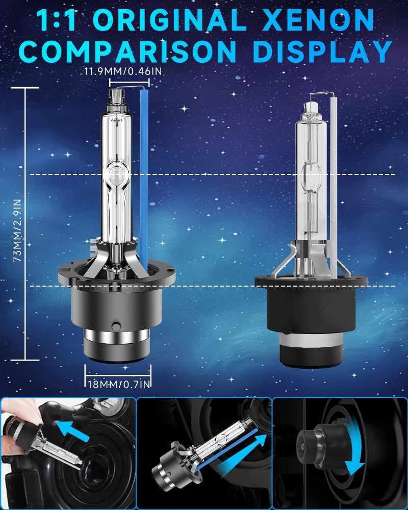 SENROBO Fit for Infiniti FX35 FX37 FX45 FX50 QX60 QX50 QX56 QX80 M56 M35 OEM 35W Projector Low Beam D2S HID Xenon Headlight Bulbs Replace, 8000K Blue Super Bright D2SC1 Bi-xenon Light, Pack of 2 - Image 5