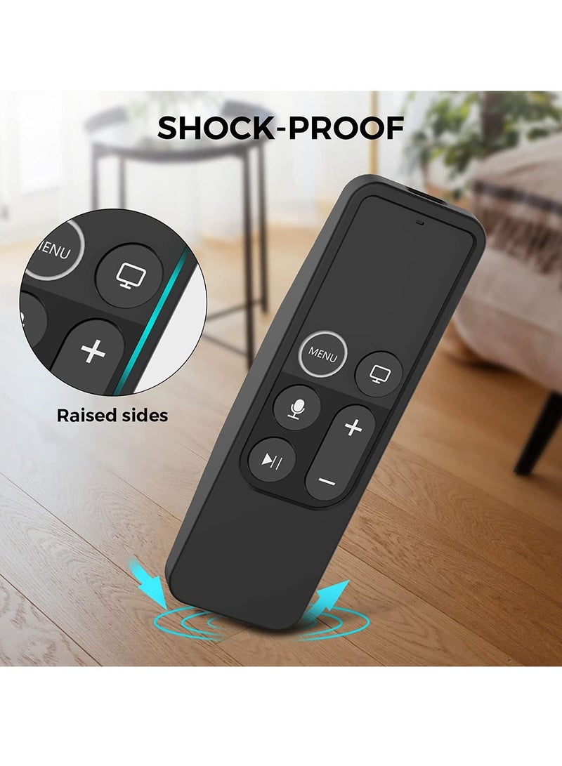KASTWAVE Protective Case for Apple TV Siri Remote 1st Gen with AirTag Holder, Anti-Slip Durable Silicon Shockproof Rubber Cover, Compatible with 2016 Apple TV HD and 2017 Apple TV 4K [1st Generation] (Black)  - Image 3