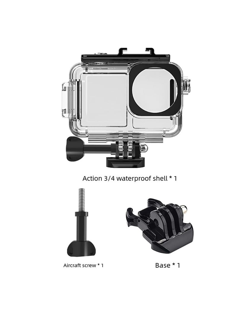 Waterproof Case for DJI Osmo Action 5 Pro for Osmo Action 4 for Action 3 Camera Accessories Underwater 45M/148FT Deep Diving Protective Shell Housing with Bracket Accessories Quick Release Mount