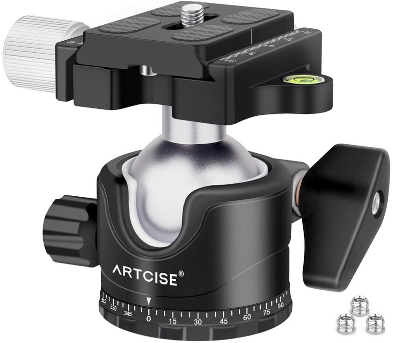 ARTCISE Low Profile Tripod Ball Head 36mm Stability Panoramic Tripod Head 360 Rotating Metal Ballhead with 1/4 inch Arca QR Plate for DSLR Cameras Tripods Monopods Camcorder Slider Max Loading 44.1lbs/20kg - Image 1
