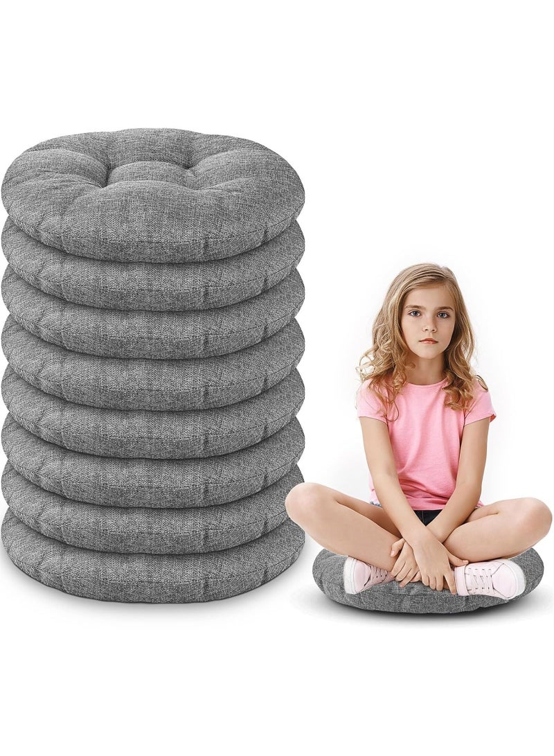 يُسلِّم 8 قطع - وسائد أرضية دائرية للأطفال والصغار، مقاعد مرنة لأثاث الفصل الدراسي، وسادة أرضية بسمك 3.5 بوصة للمنزل، ودور الحضانة، ومرحلة ما قبل المدرسة، واليوغا والتأمل (اللون: رمادي) - Image 1