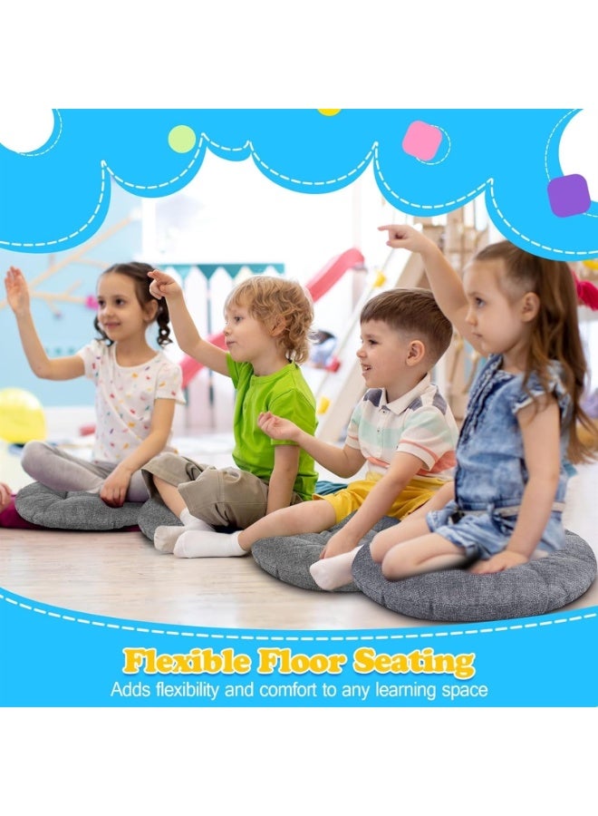 يُسلِّم 8 قطع - وسائد أرضية دائرية للأطفال والصغار، مقاعد مرنة لأثاث الفصل الدراسي، وسادة أرضية بسمك 3.5 بوصة للمنزل، ودور الحضانة، ومرحلة ما قبل المدرسة، واليوغا والتأمل (اللون: رمادي) - Image 3