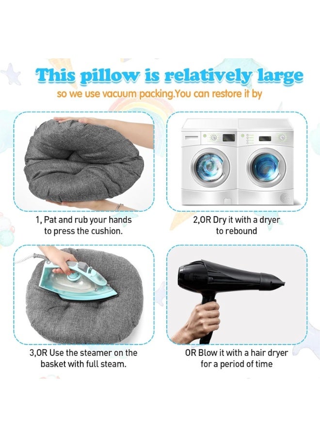 يُسلِّم 8 قطع - وسائد أرضية دائرية للأطفال والصغار، مقاعد مرنة لأثاث الفصل الدراسي، وسادة أرضية بسمك 3.5 بوصة للمنزل، ودور الحضانة، ومرحلة ما قبل المدرسة، واليوغا والتأمل (اللون: رمادي) - Image 2