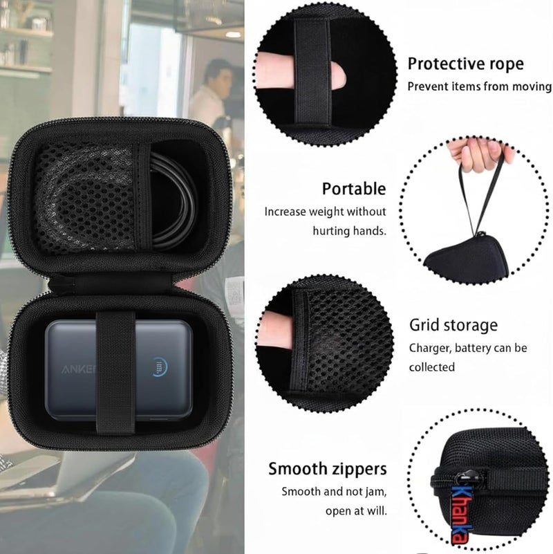 Khanka for Anker Nano Power Bank,10,000mAh 45W(‎A1638) Powerbank Hard Carrying Case,Storage Travel Cover for Anker Nano 45W Max Compact Battery Pack,Case Only (Black) - Image 2