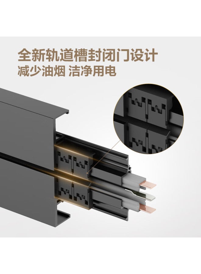 Bull Surface Mounted Track Socket Master Screen Display Gb3z Mobile Wall-mounted Socket Wall-mounted Socket Hole-free App Control 100cm Track + 5 Five-hole Gray - Image 2