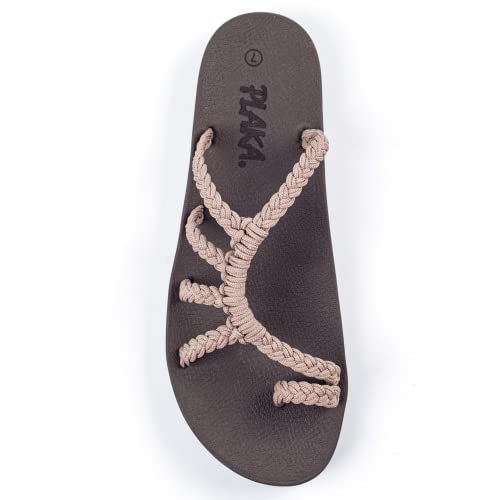 Plaka Relief Flip Flops for Women with Arch Support | Comfy Sandals for Women | Perfect for the Beach, Long Walks or Poolside | Reduces Heel & Back Pain | Brazilian Sand | Size 7 - Image 1