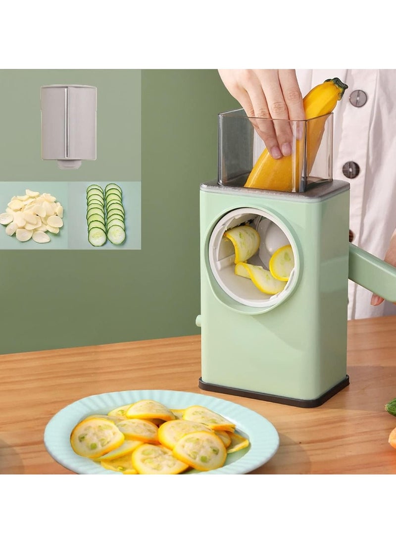 Generic - Manual Rotary Cheese Grater Shredder with Wider Hopper 3 Interchangeable Blades Round Mandolin Drum Slicer Julienne Grinder for Cheese, Vegetables, Potatoes and Nuts - Image 1